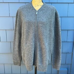 Artefact grey wool cardigan sweater soft zip front pockets medium